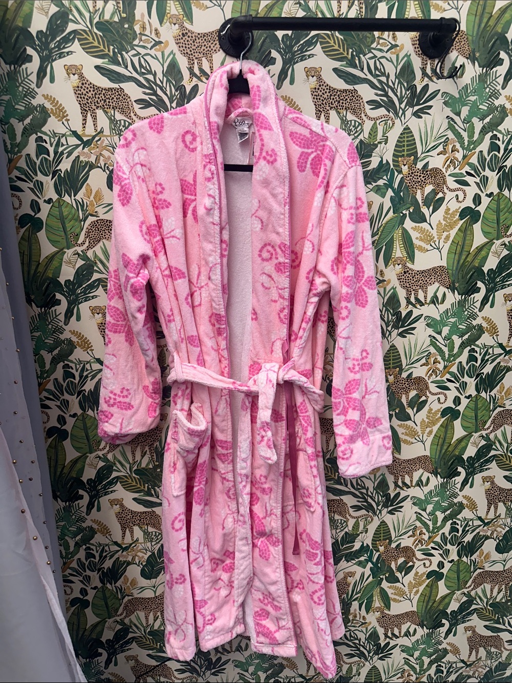 Lilly Pulitzer Pink Floral Plush Bathrobe L/XL